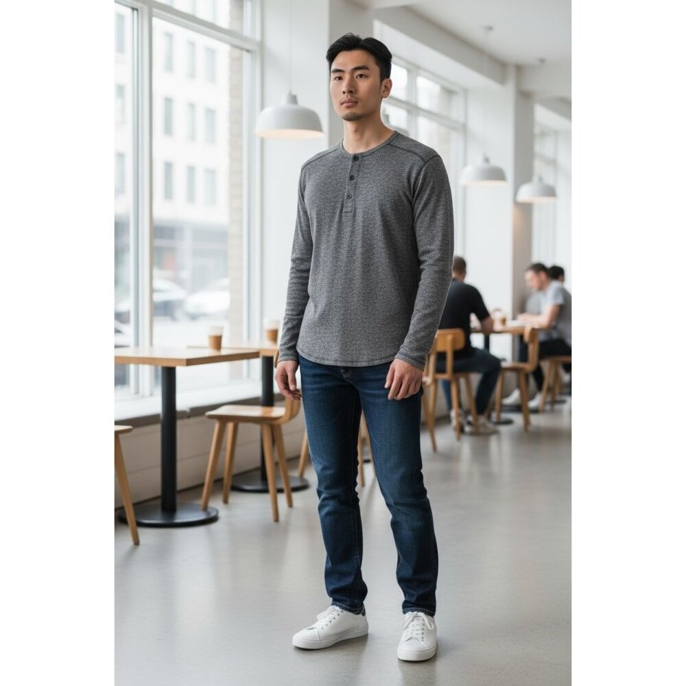 TREASURE & BOND Men Long Sleeve Gray Top SMALL